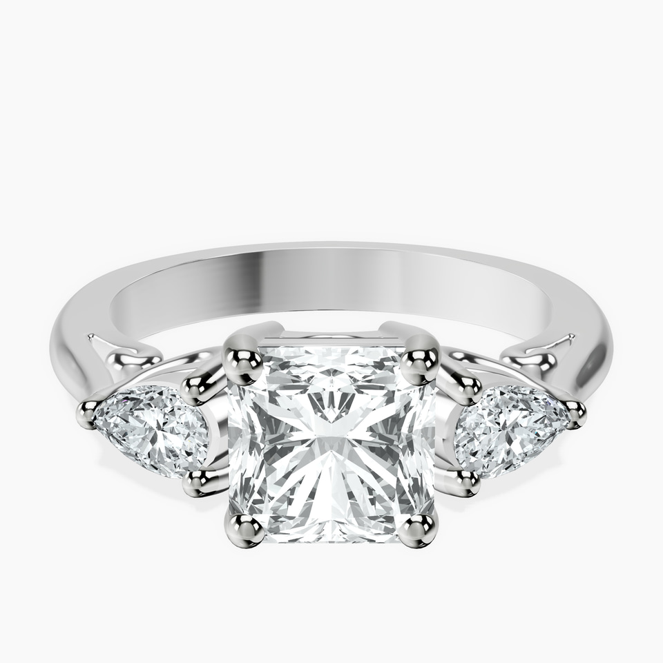 Platinum Leona Three stone Side Pear Lab Diamond Ring front image