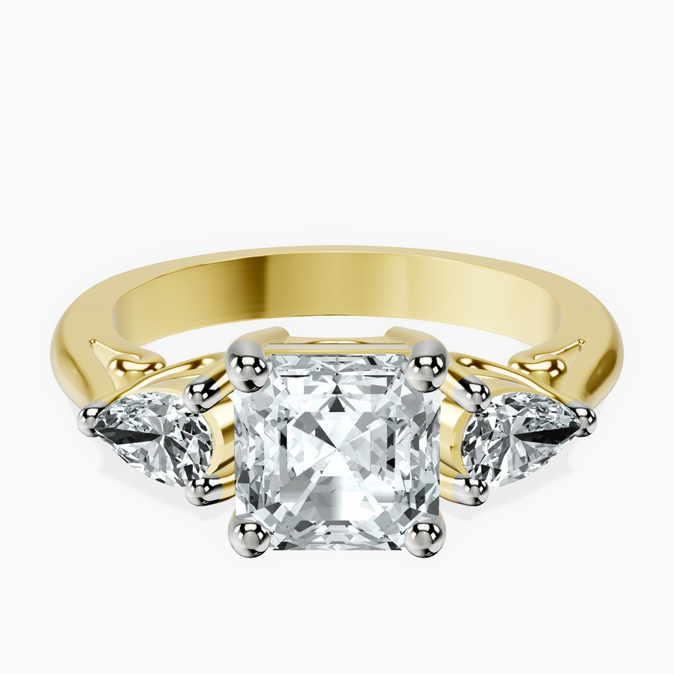 10kt Yellow Gold Leona Three stone Side Pear Lab Diamond Ring front image