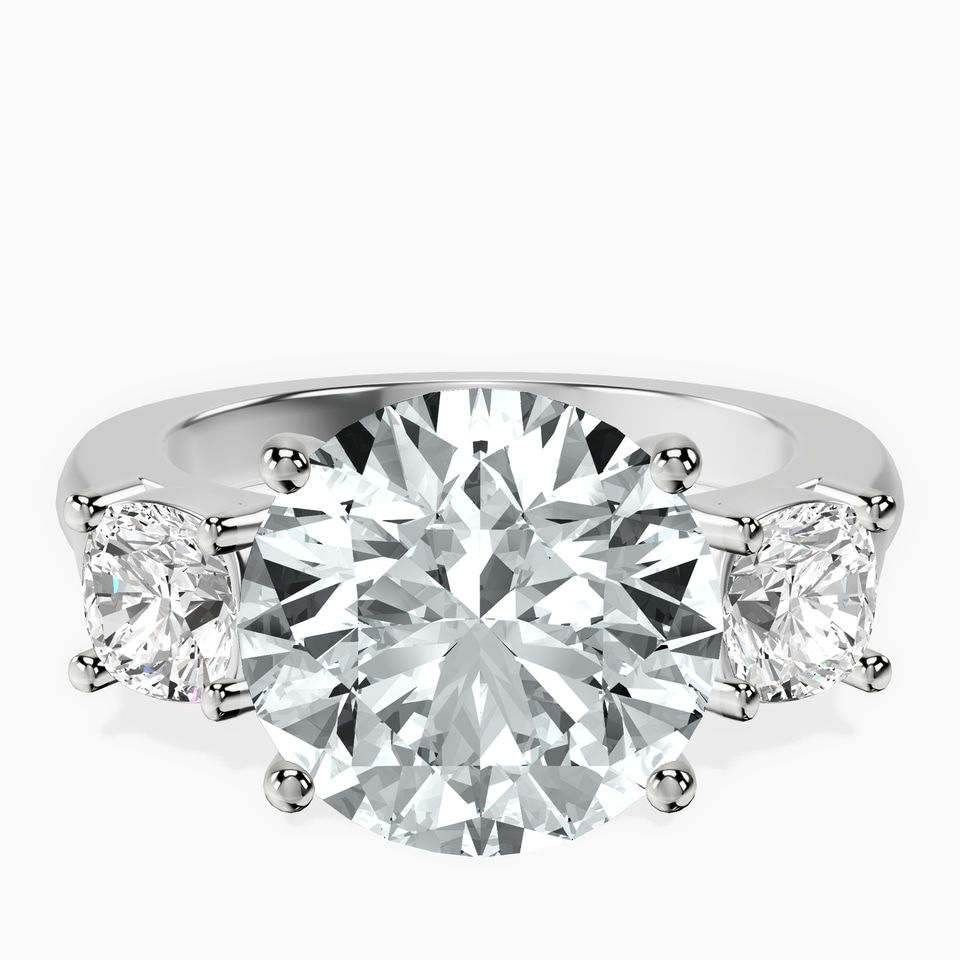 10kt White Gold Kinsley Three Stone Side Cushion Lab Diamond Ring front image