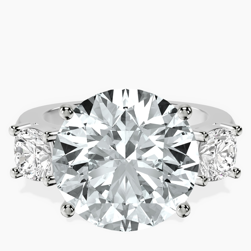 10kt White Gold Kinsley Three Stone Side Cushion Lab Diamond Ring front image