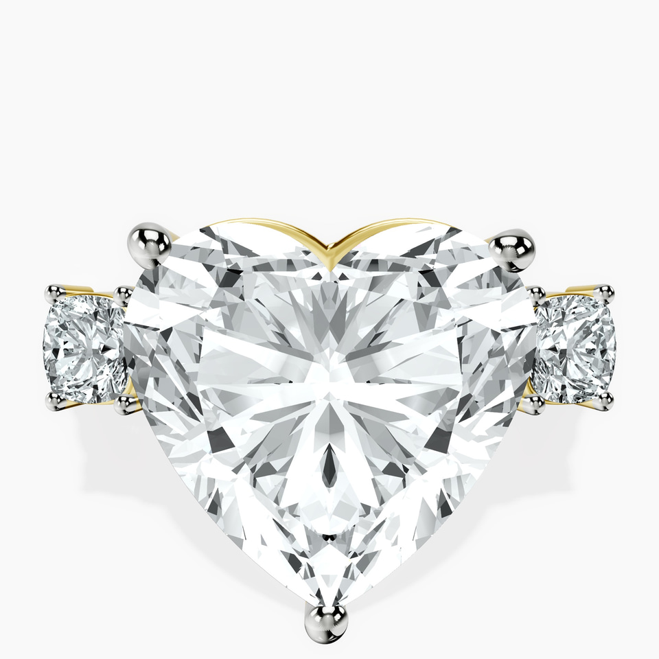 10kt Yellow Gold Emery Three Stone Side Cushion Lab Diamond Ring front image