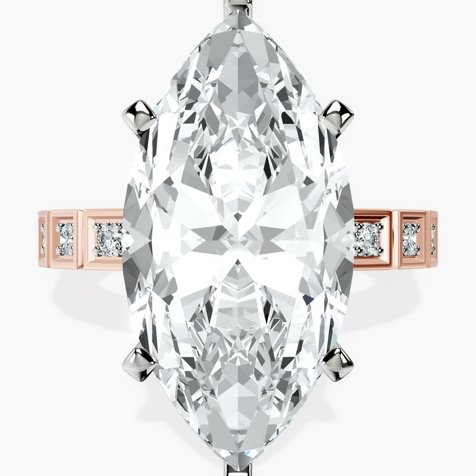 10kt Rose Gold Cheryl Side Stone Lab Diamond Ring front image