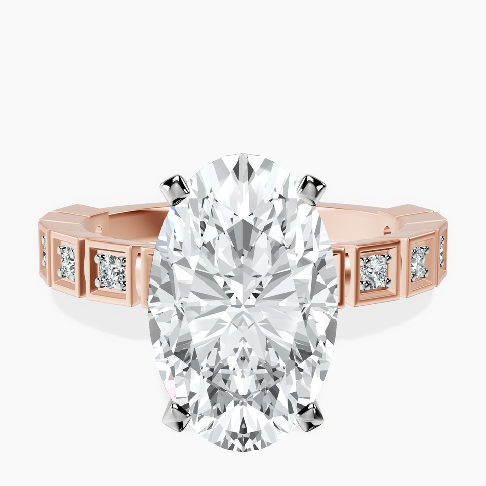 14kt Rose Gold Cheryl Side Stone Lab Diamond Ring front image