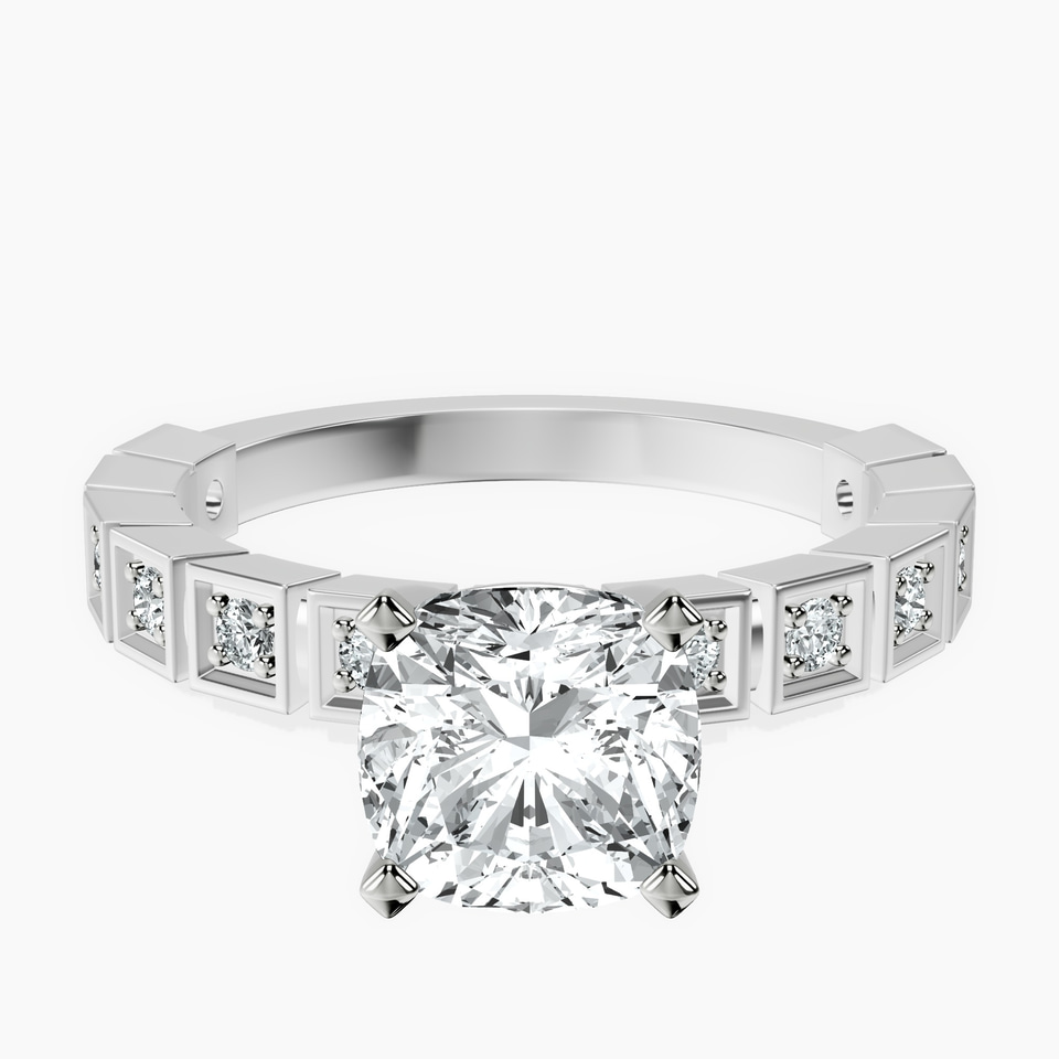 9ct White Gold Cheryl Side Stone Lab Diamond Ring front image