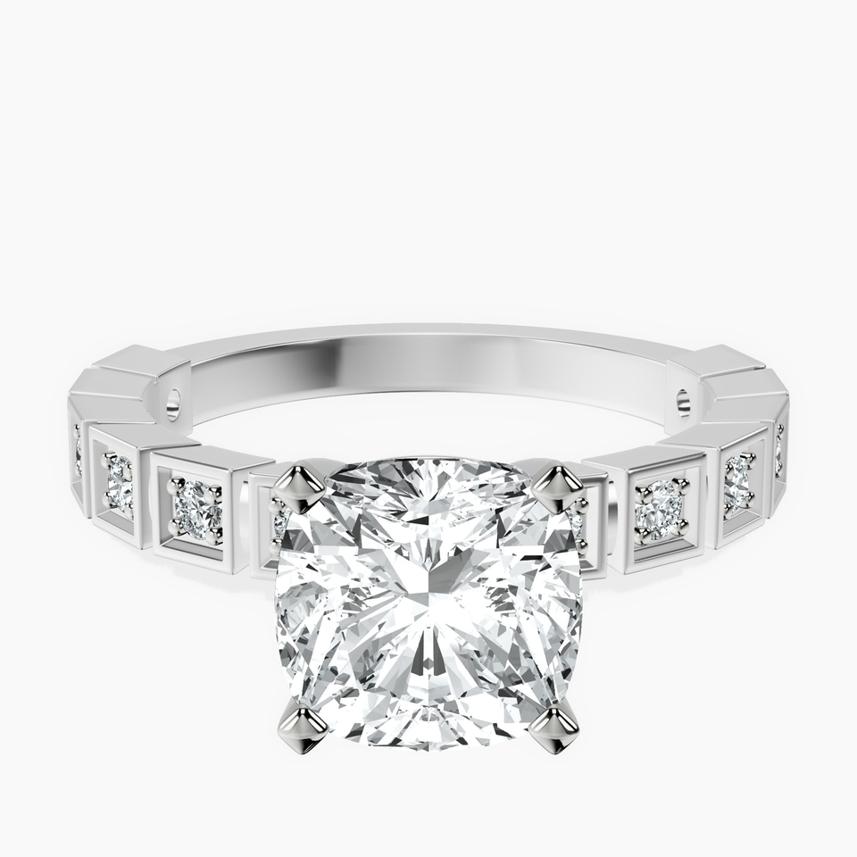 10kt White Gold Cheryl Side Stone Lab Diamond Ring front image