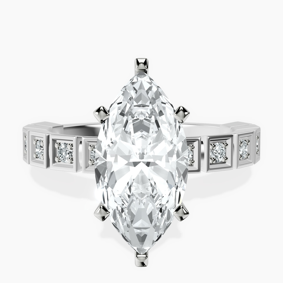 10kt White Gold Cheryl Side Stone Lab Diamond Ring front image