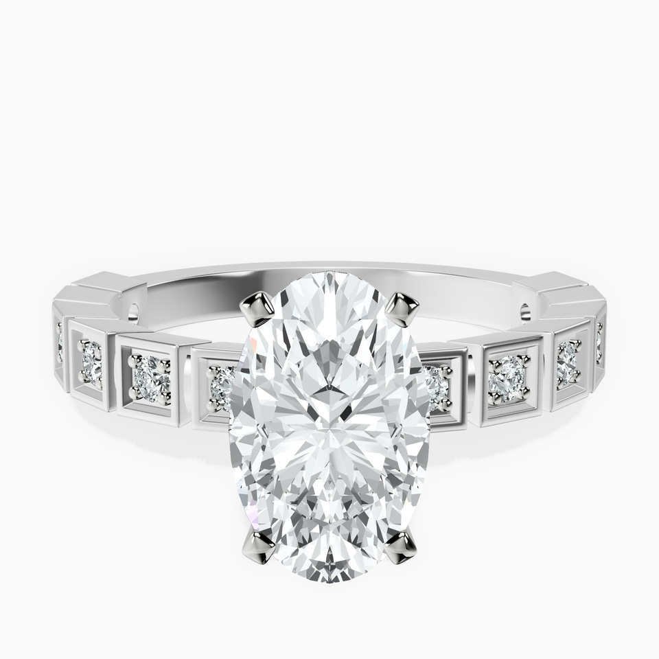 9ct White Gold Cheryl Side Stone Lab Diamond Ring front image