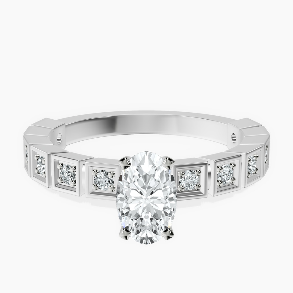 10kt White Gold Cheryl Side Stone Lab Diamond Ring front image