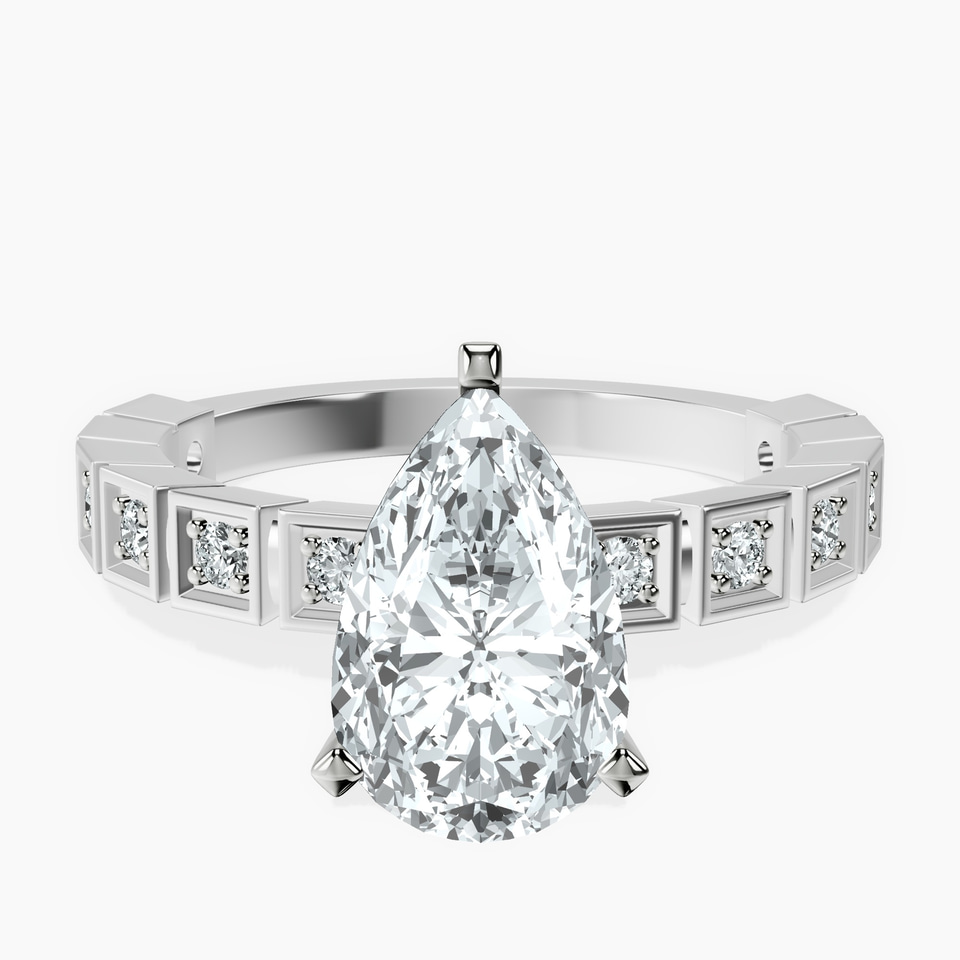 9ct White Gold Cheryl Side Stone Lab Diamond Ring front image