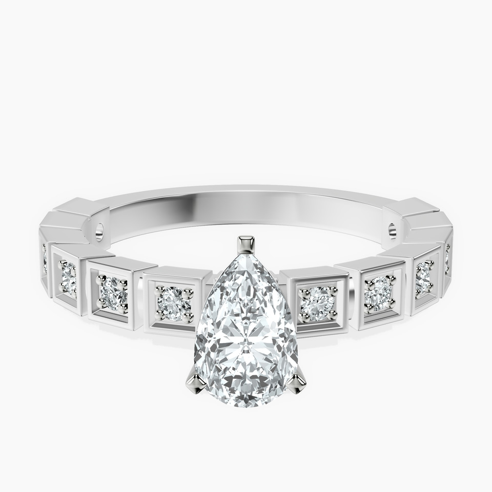 10kt White Gold Cheryl Side Stone Lab Diamond Ring front image
