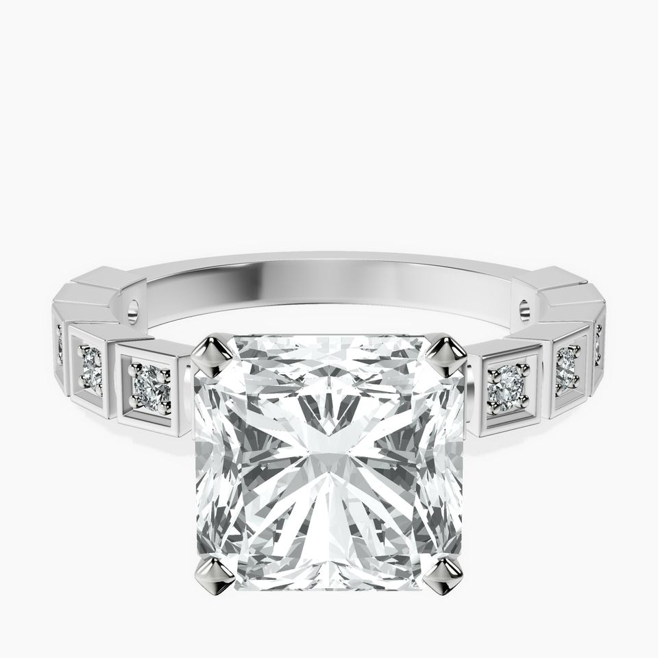 10kt White Gold Cheryl Side Stone Lab Diamond Ring front image