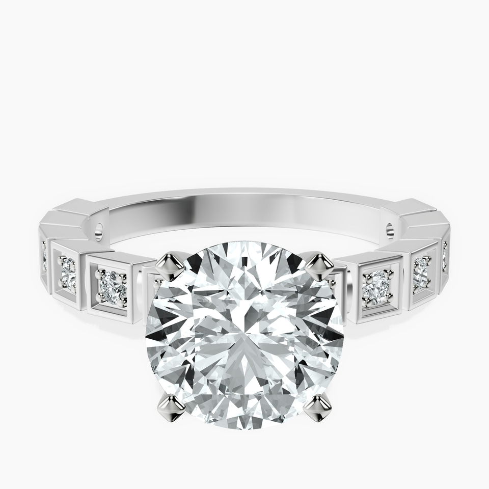 10kt White Gold Cheryl Side Stone Lab Diamond Ring front image