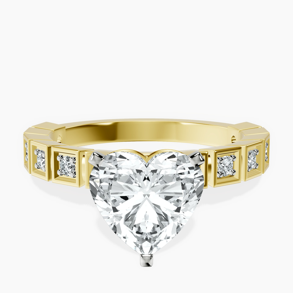 9ct Yellow Gold Cheryl Side Stone Lab Diamond Ring front image