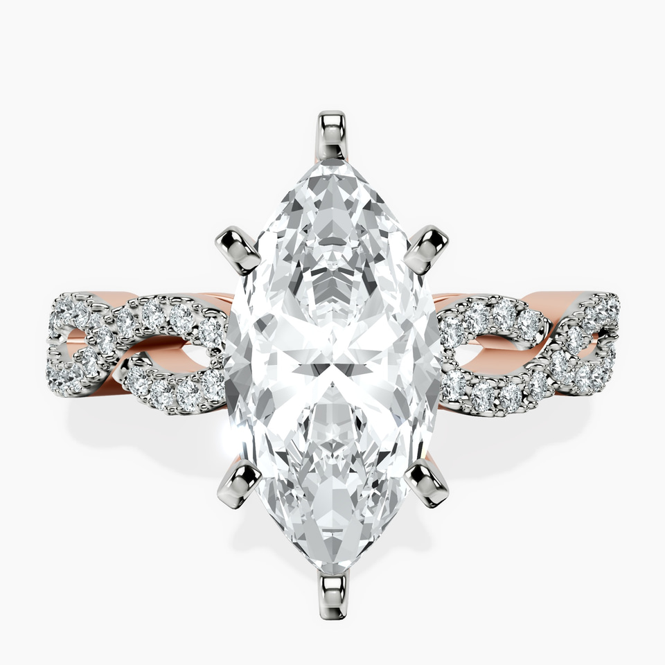 14kt Rose Gold Lorene Twisted Shank Lab Diamond Ring front image