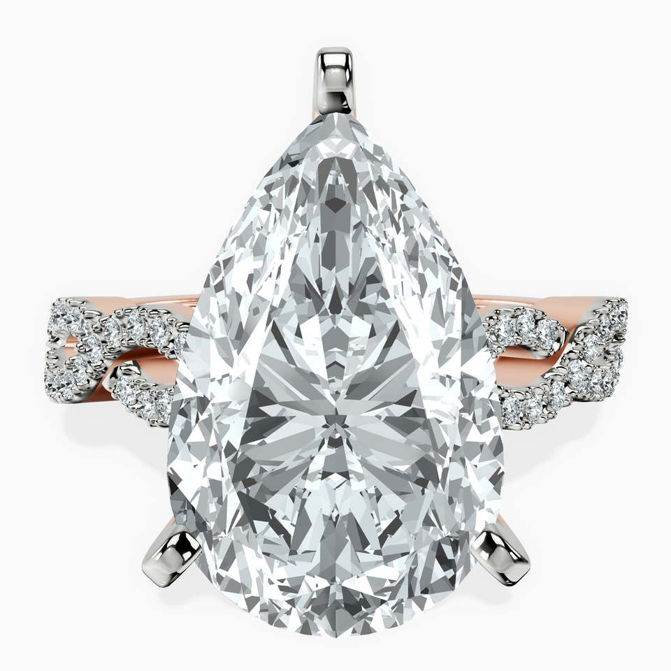 10kt Rose Gold Lorene Twisted Shank Lab Diamond Ring front image