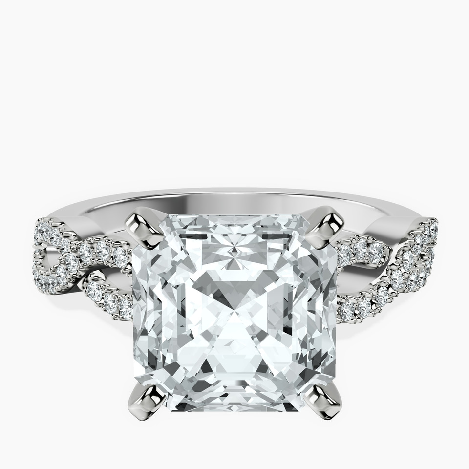 10kt White Gold Lorene Twisted Shank Lab Diamond Ring front image