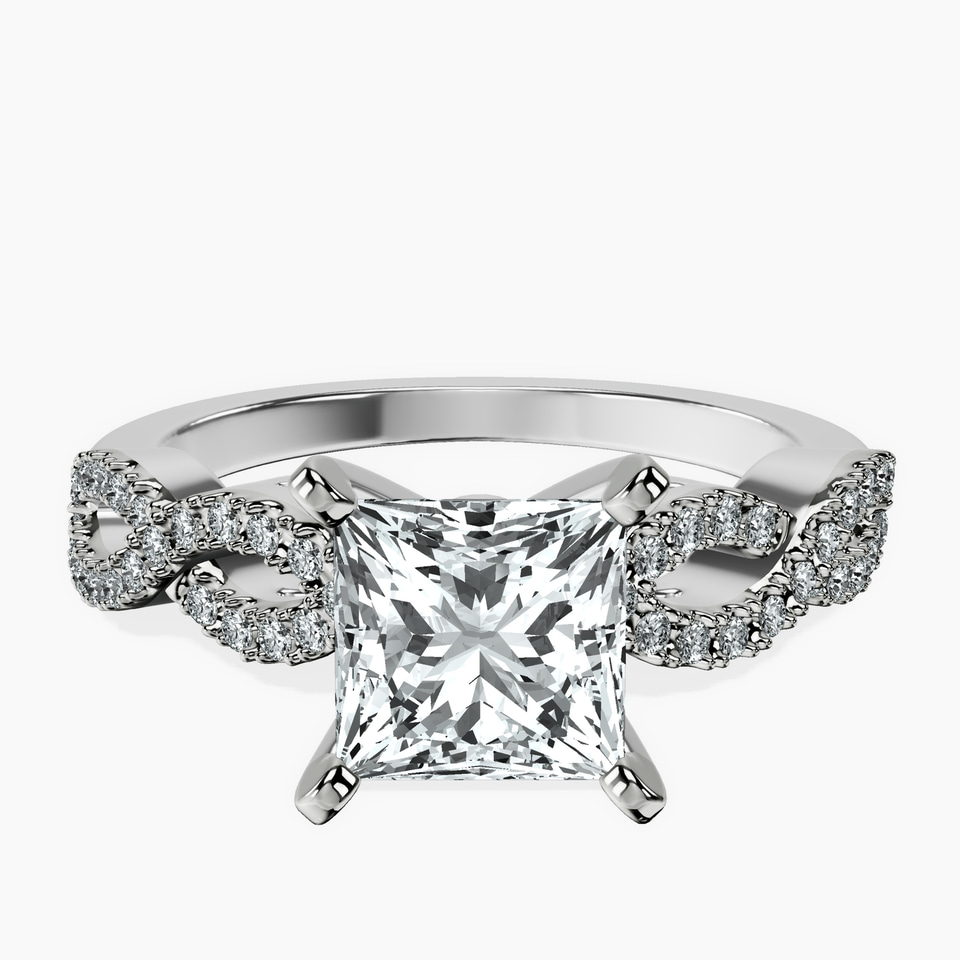 9ct White Gold Lorene Twisted Shank Lab Diamond Ring front image