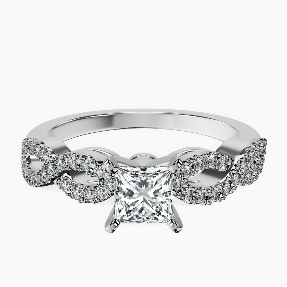 10kt White Gold Lorene Twisted Shank Lab Diamond Ring front image