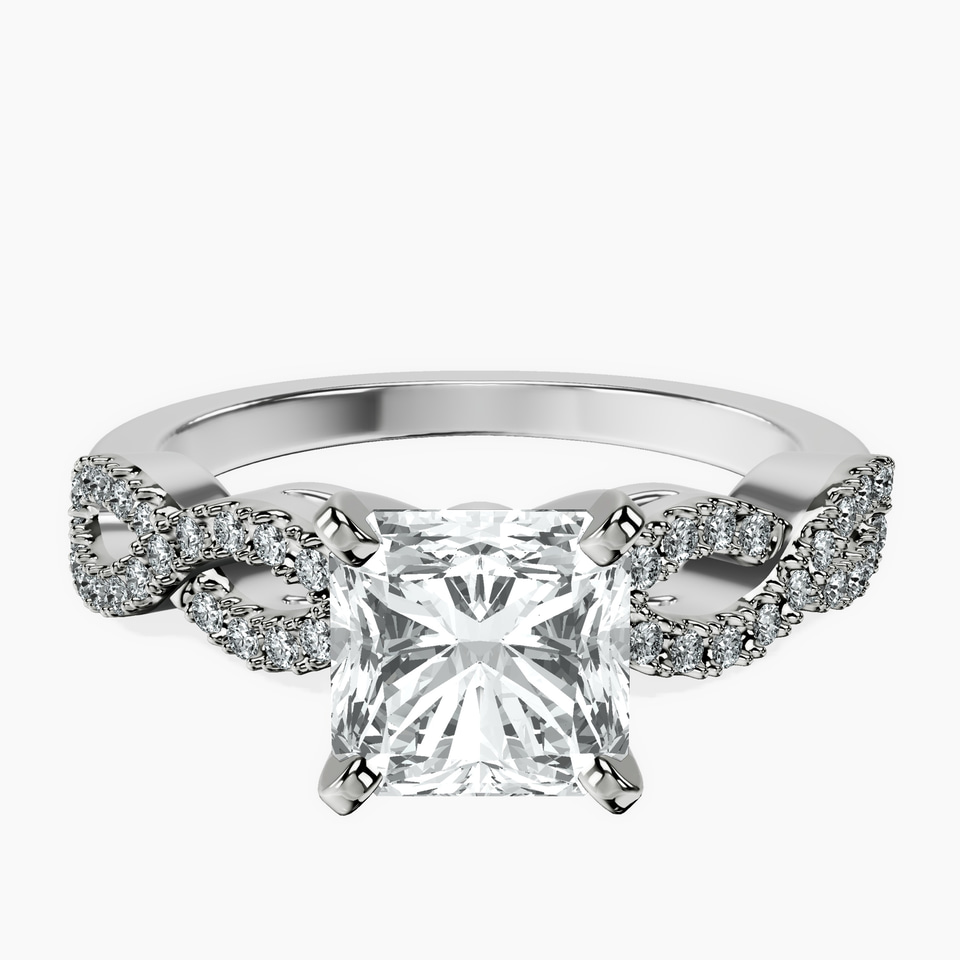9ct White Gold Lorene Twisted Shank Lab Diamond Ring front image