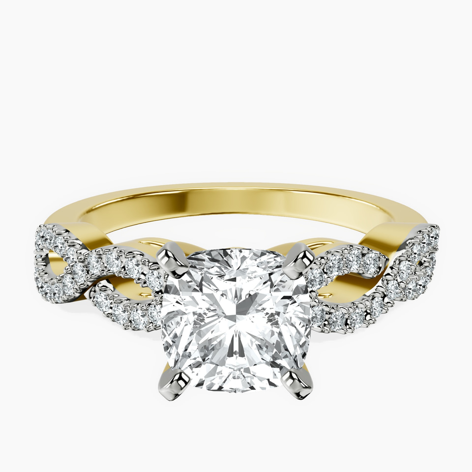 14ct Yellow Gold Lorene Twisted Shank Lab Diamond Ring front image