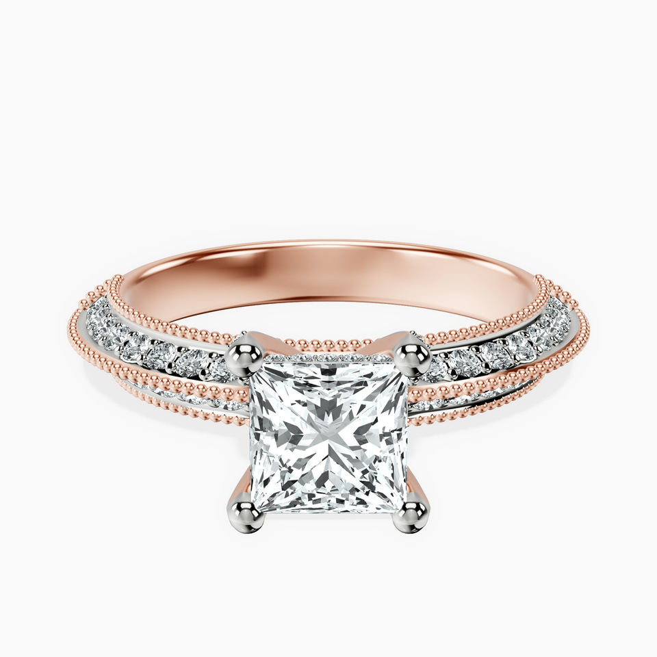 10kt Rose Gold Dua Side Stone Knife Edge Lab Diamond Ring front image