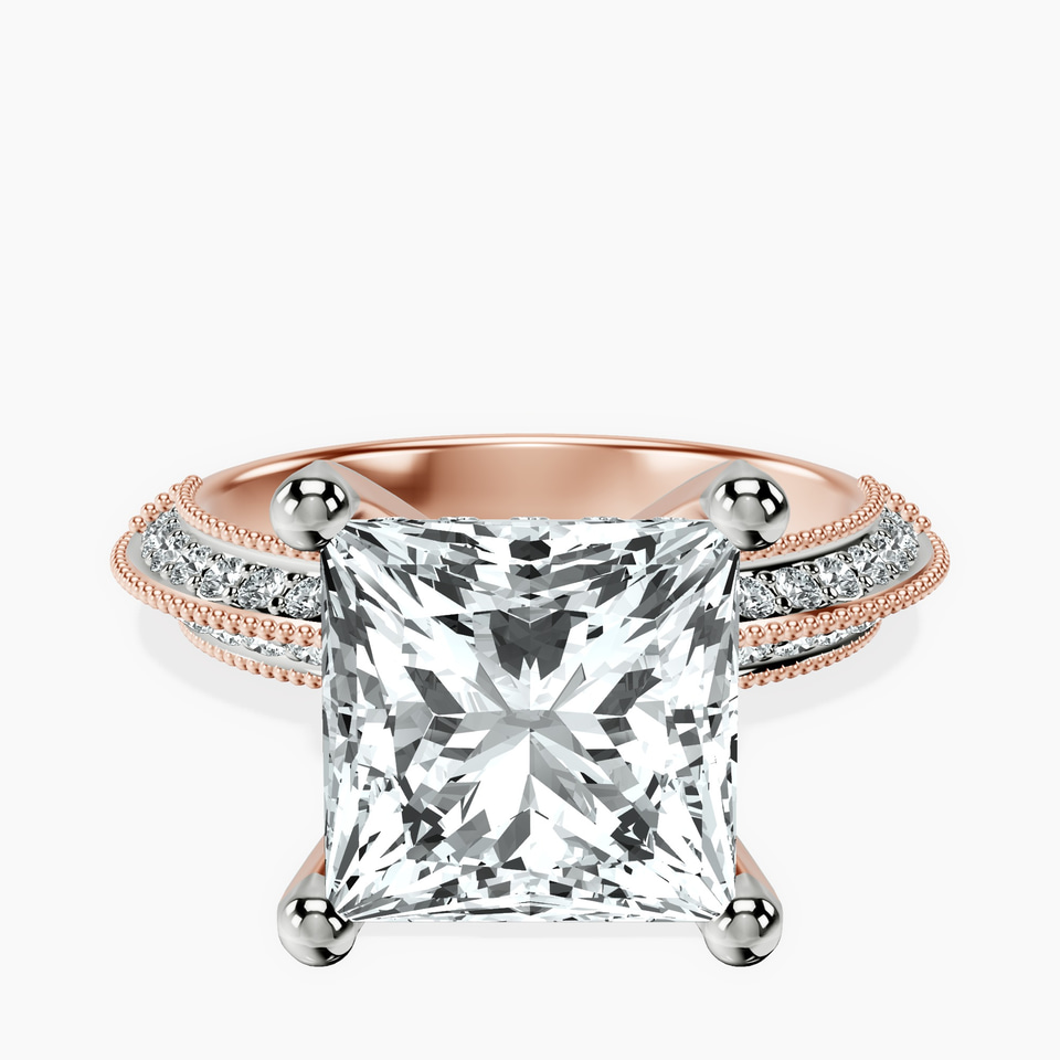 10kt Rose Gold Dua Side Stone Knife Edge Lab Diamond Ring front image