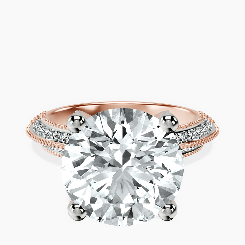 10kt Rose Gold Dua Side Stone Knife Edge Lab Diamond Ring front image