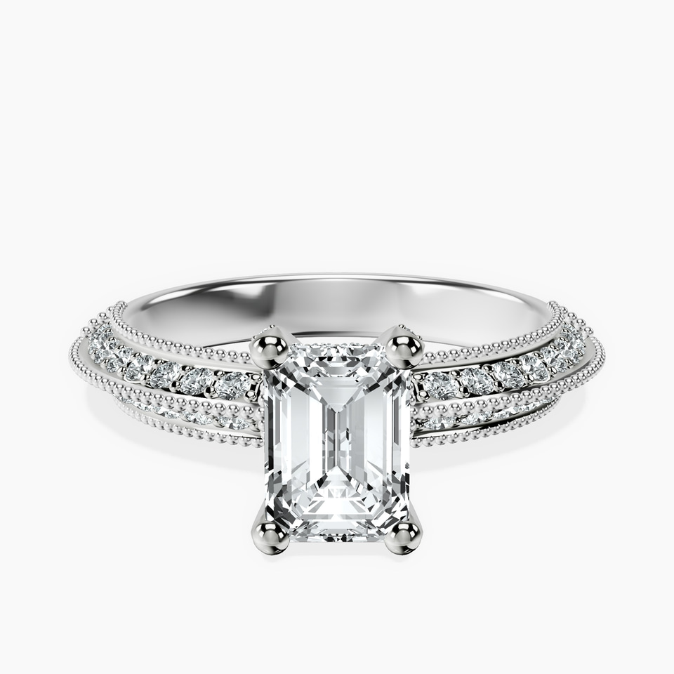 10kt White Gold Dua Side Stone Knife Edge Lab Diamond Ring front image