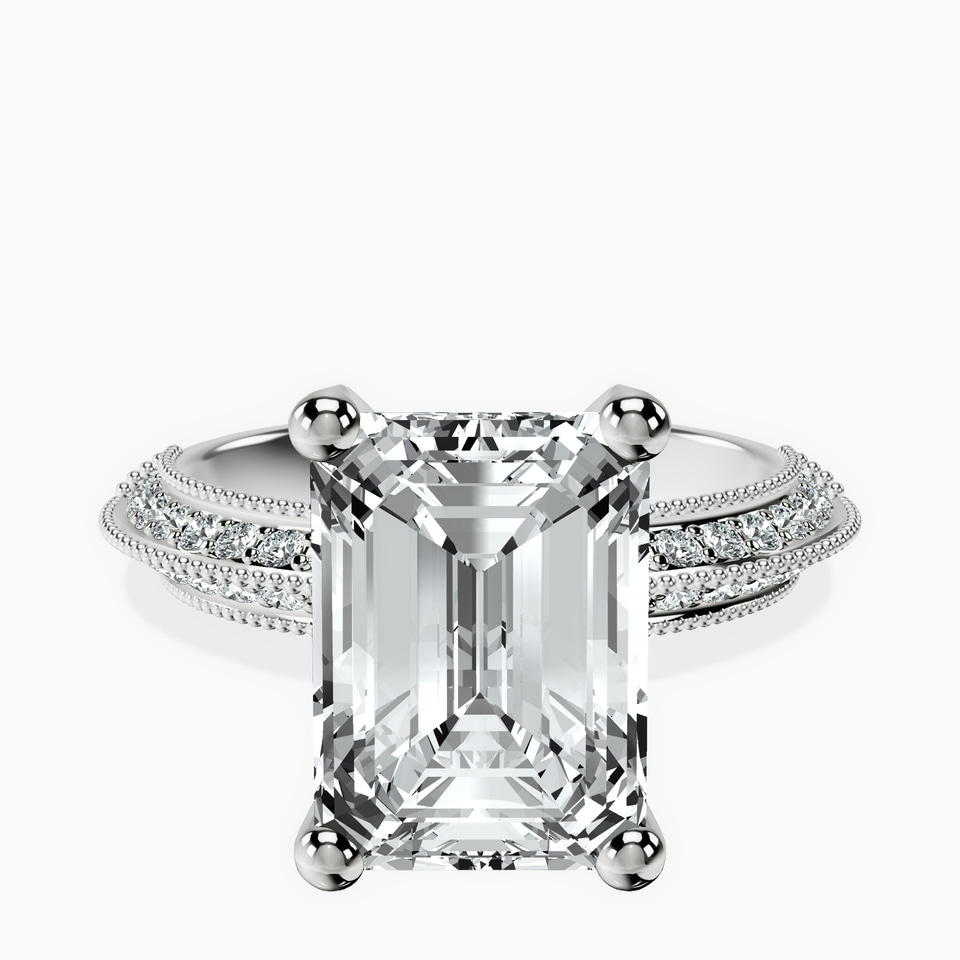 14kt White Gold Dua Side Stone Knife Edge Lab Diamond Ring front image