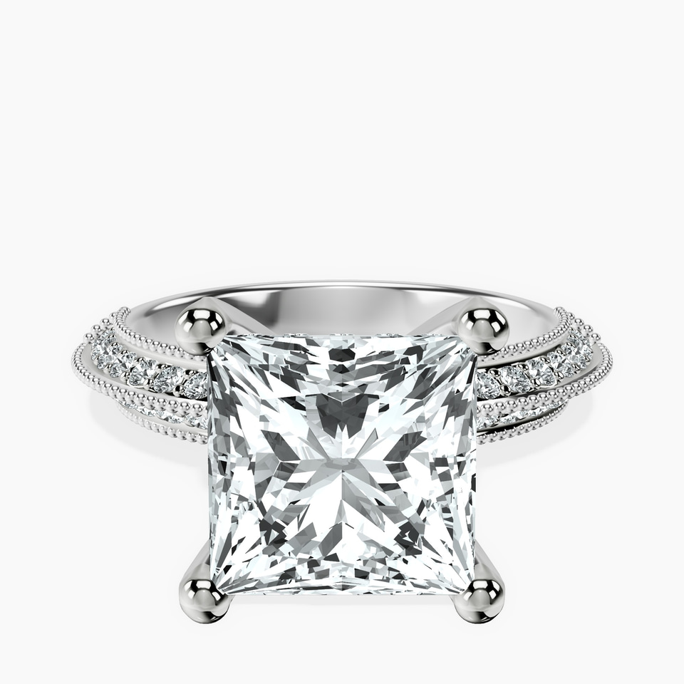 Platinum Dua Side Stone Knife Edge Lab Diamond Ring front image