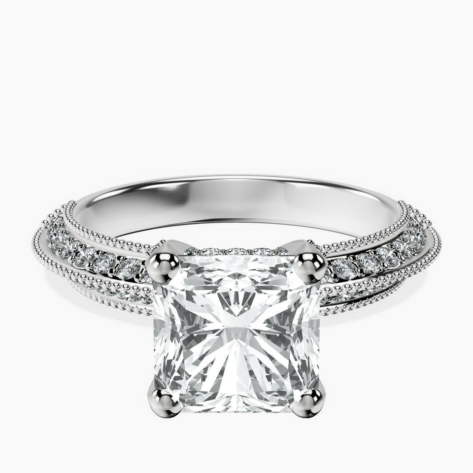 Platinum Dua Side Stone Knife Edge Lab Diamond Ring front image