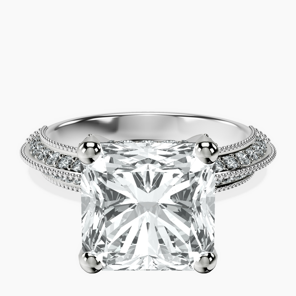 Platinum Dua Side Stone Knife Edge Lab Diamond Ring front image