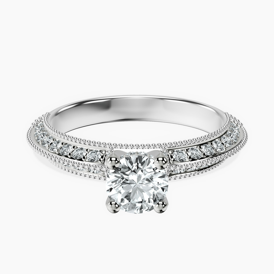 10kt White Gold Dua Side Stone Knife Edge Lab Diamond Ring front image
