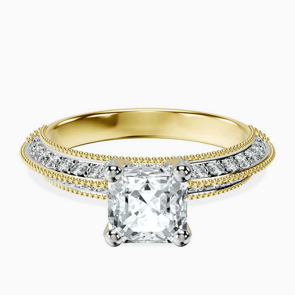 14kt Yellow Gold Dua Side Stone Knife Edge Lab Diamond Ring front image