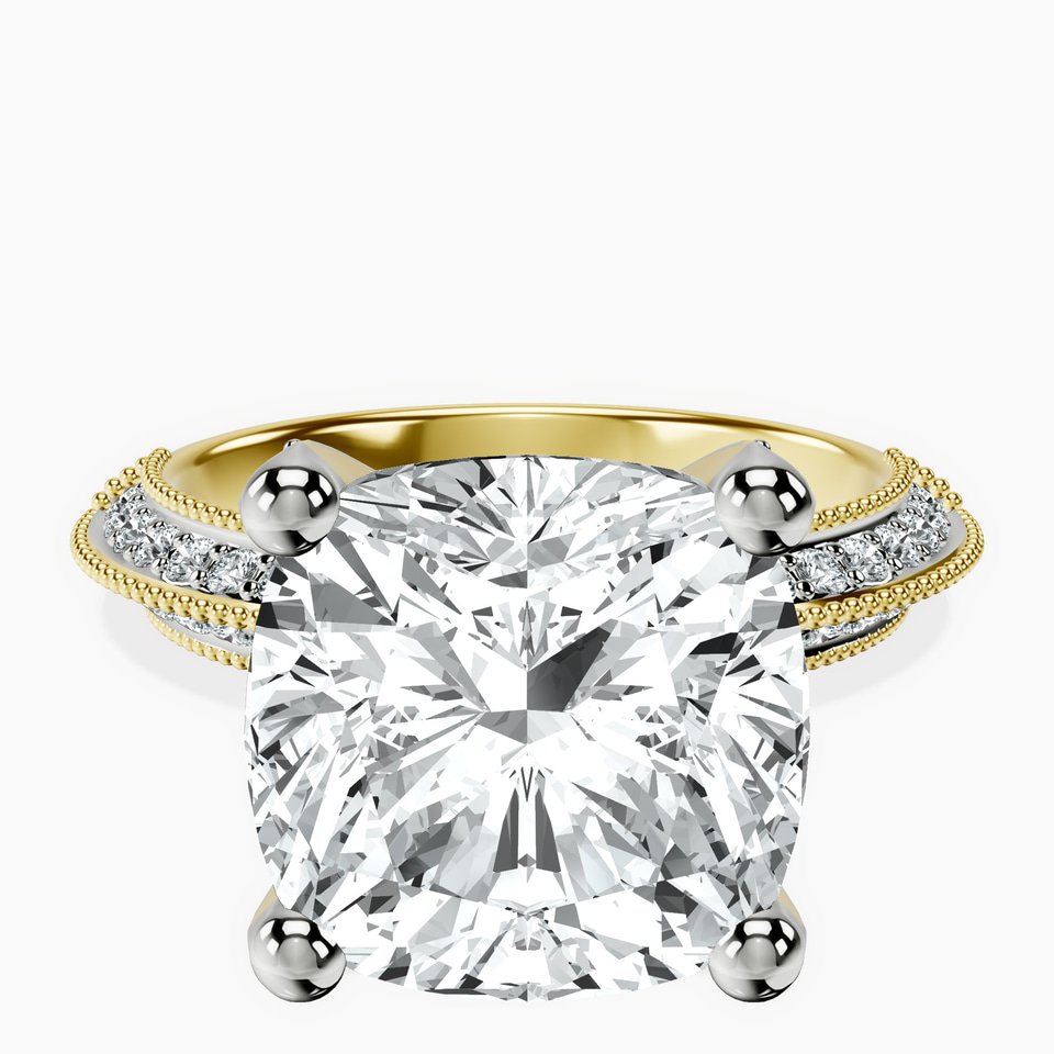 14kt Yellow Gold Dua Side Stone Knife Edge Lab Diamond Ring front image