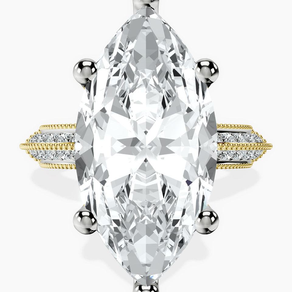 10kt Yellow Gold Dua Side Stone Knife Edge Lab Diamond Ring front image