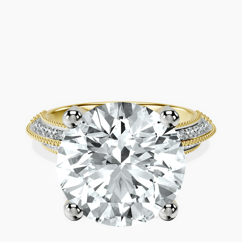 18kt Yellow Gold Dua Side Stone Knife Edge Lab Diamond Ring front image