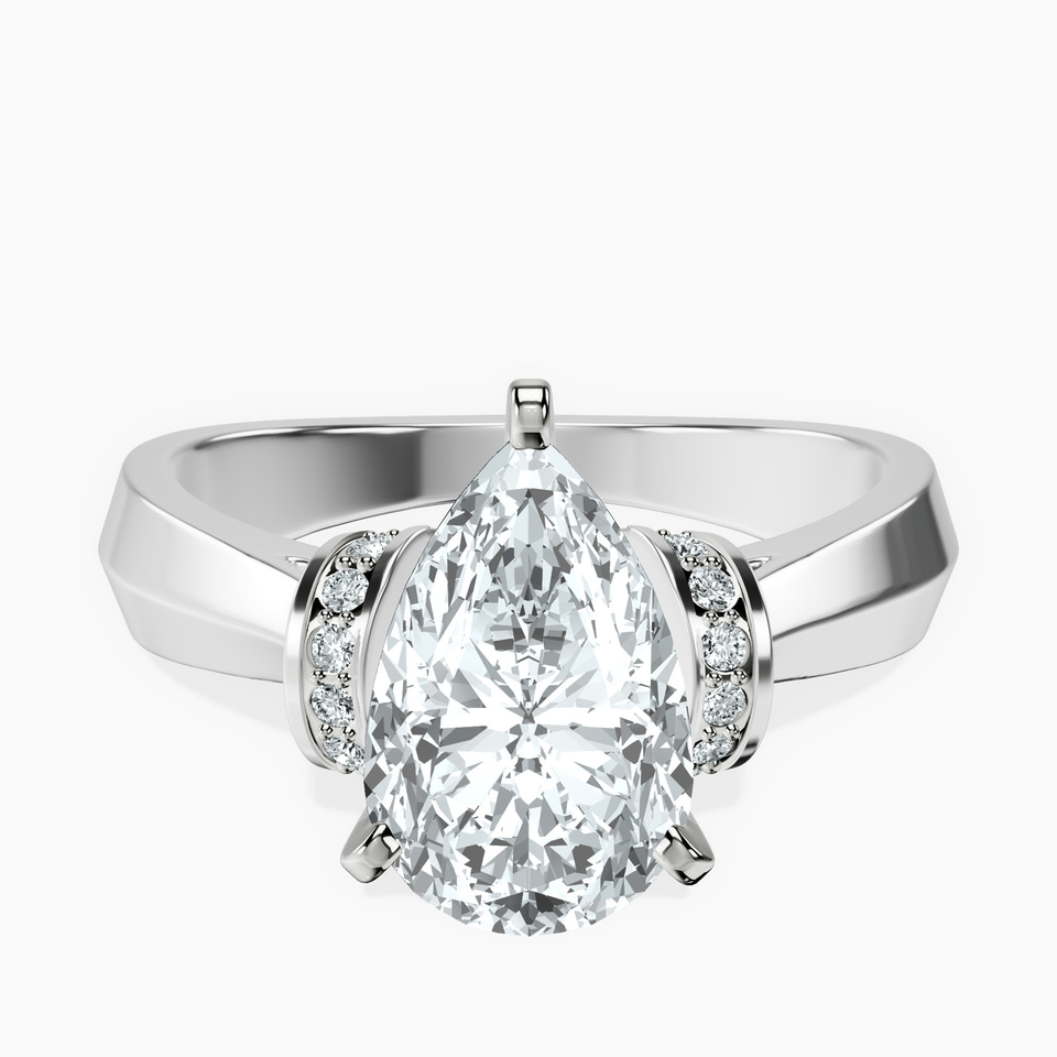 14ct White Gold Delanie Side Cuff Lab Diamond Ring front image