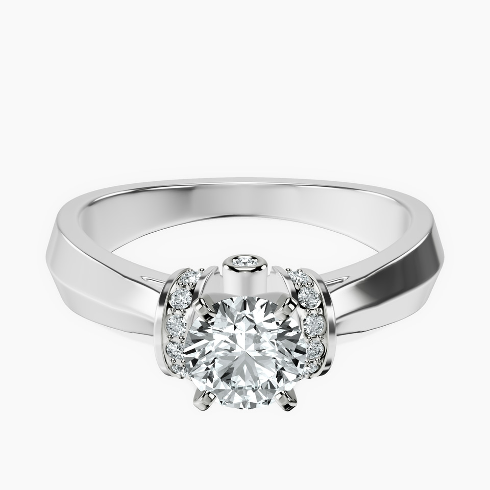 10kt White Gold Delanie Side Cuff Lab Diamond Ring front image