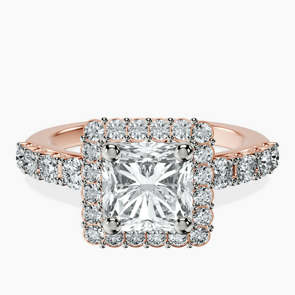 10kt Rose Gold Vionna Round Halo Lab Diamond Ring front image