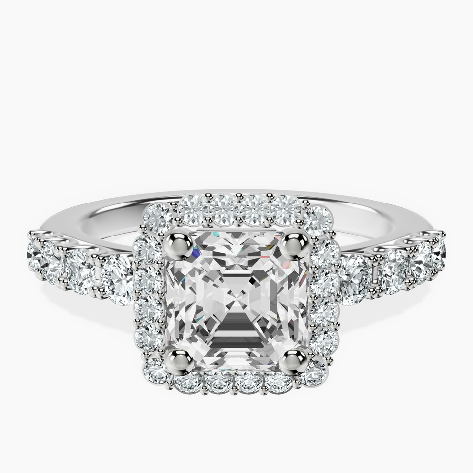 10kt White Gold Vionna Round Halo Lab Diamond Ring front image