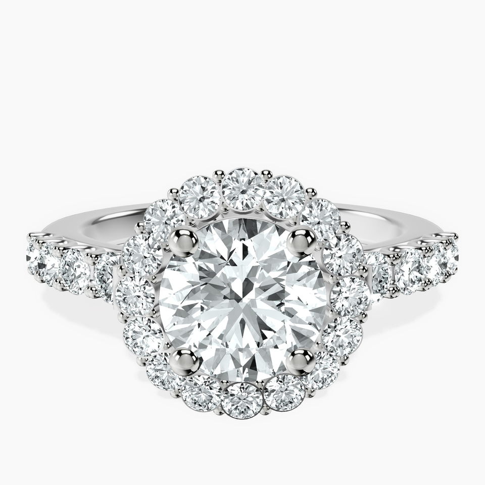 18kt White Gold Vionna Round Halo Lab Diamond Ring front image