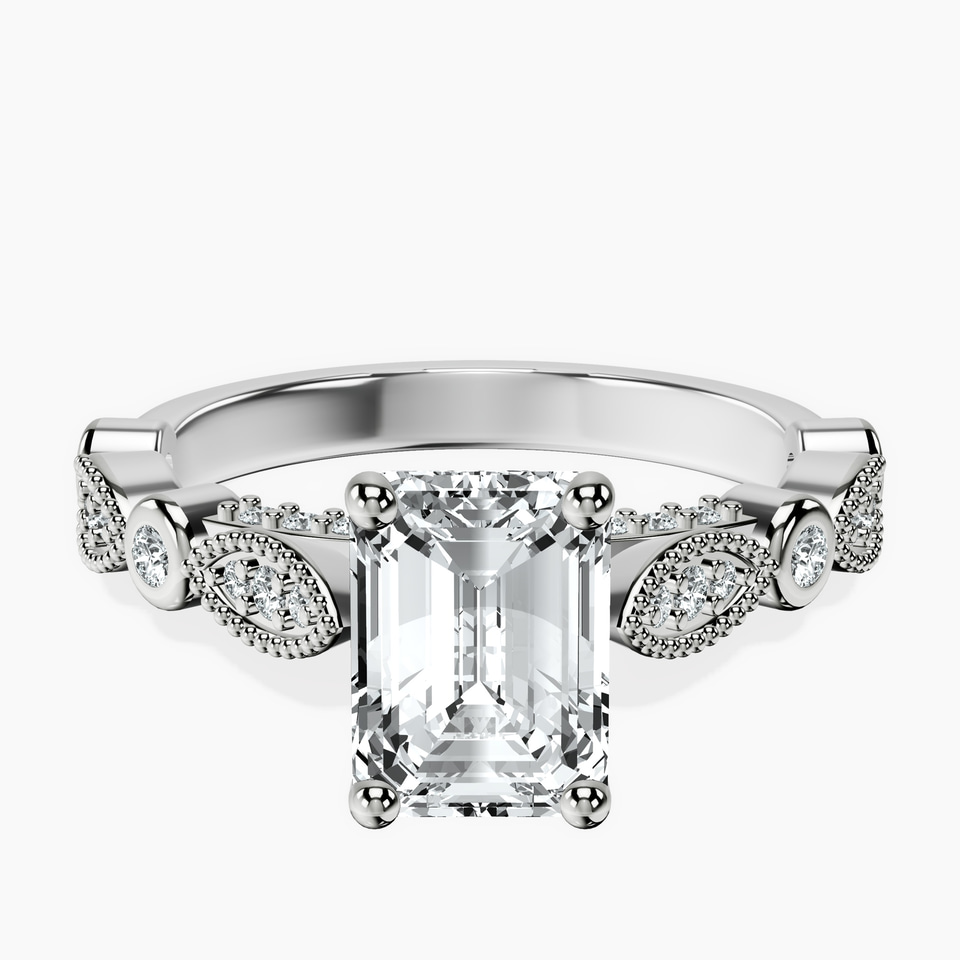 14kt White Gold Larisa Side Stone Lab Diamond Ring front image