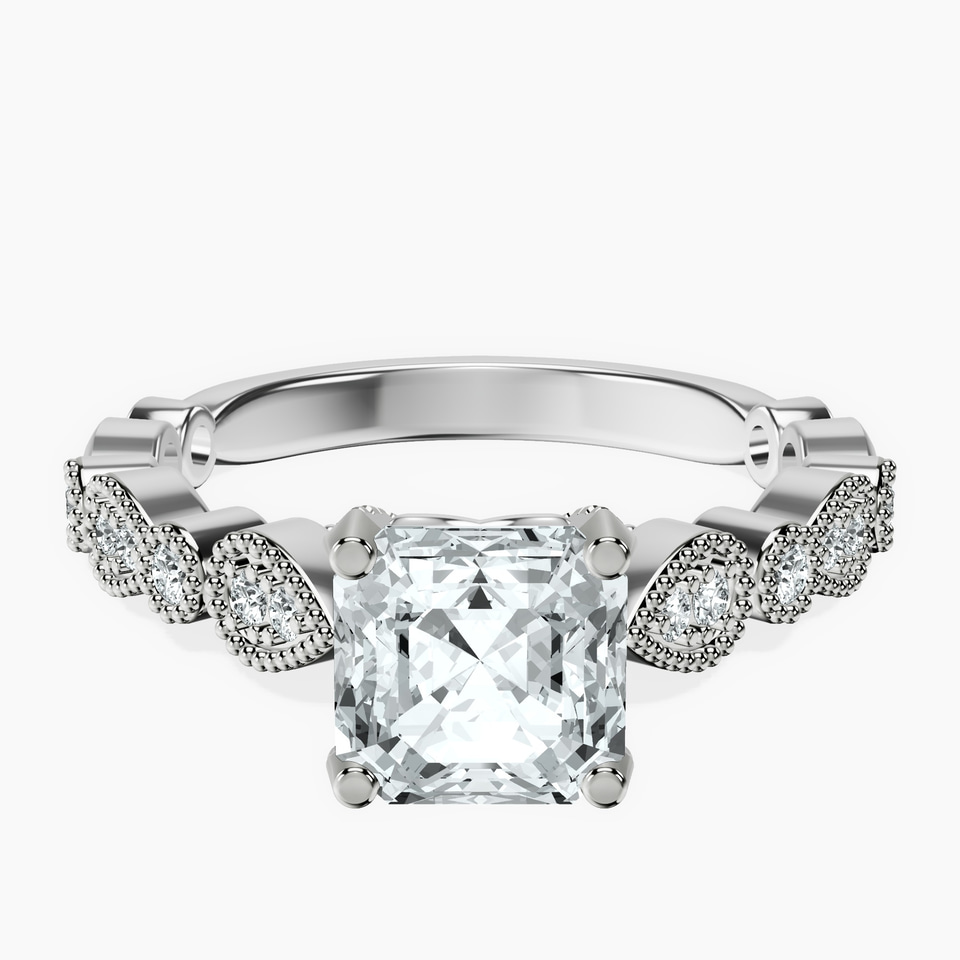 10kt White Gold Filippa Milgrain Lab Diamond Ring front image