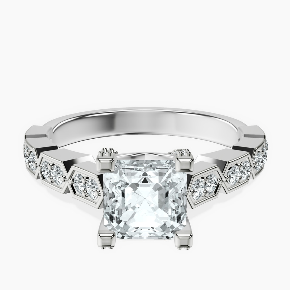 10kt White Gold Calista Side Stone Lab Diamond Ring front image