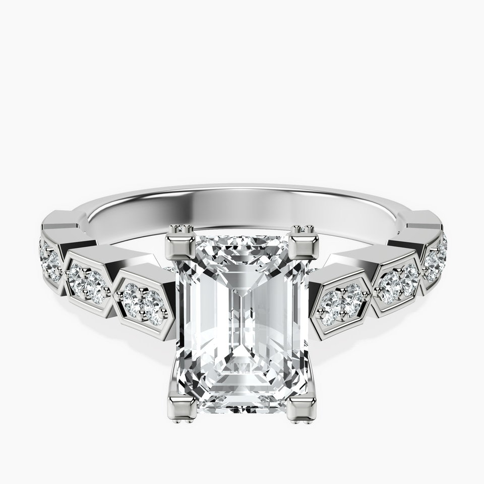 10kt White Gold Calista Side Stone Lab Diamond Ring front image