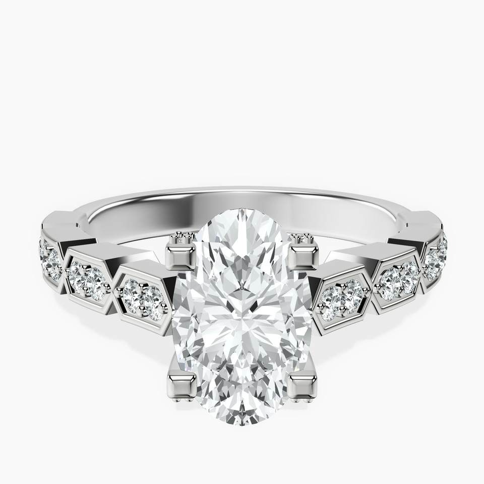 9ct White Gold Calista Side Stone Lab Diamond Ring front image
