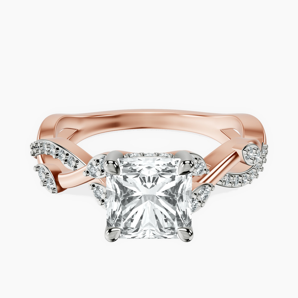 9ct Rose Gold Harlow Twisted Shank Lab Diamond Ring front image