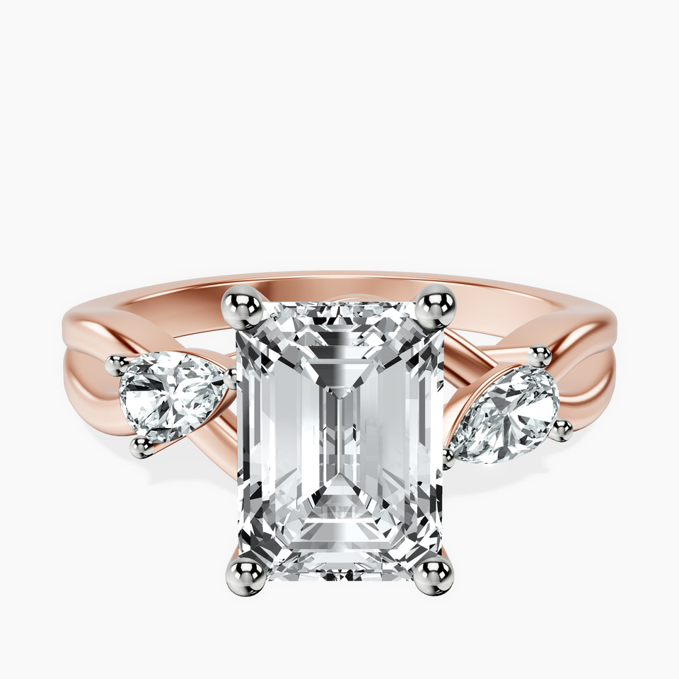 14kt Rose Gold Odette Three Stone Bypass Lab Diamond Ring front image