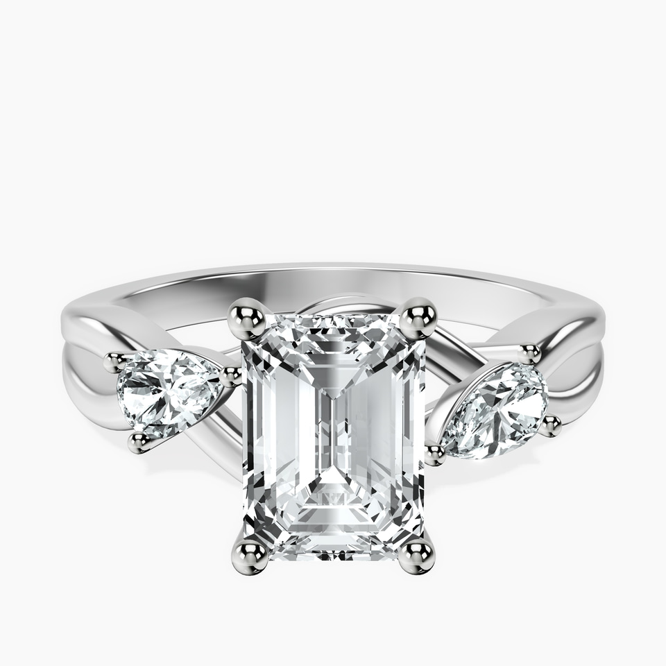 9ct White Gold Odette Three Stone Bypass Lab Diamond Ring front image